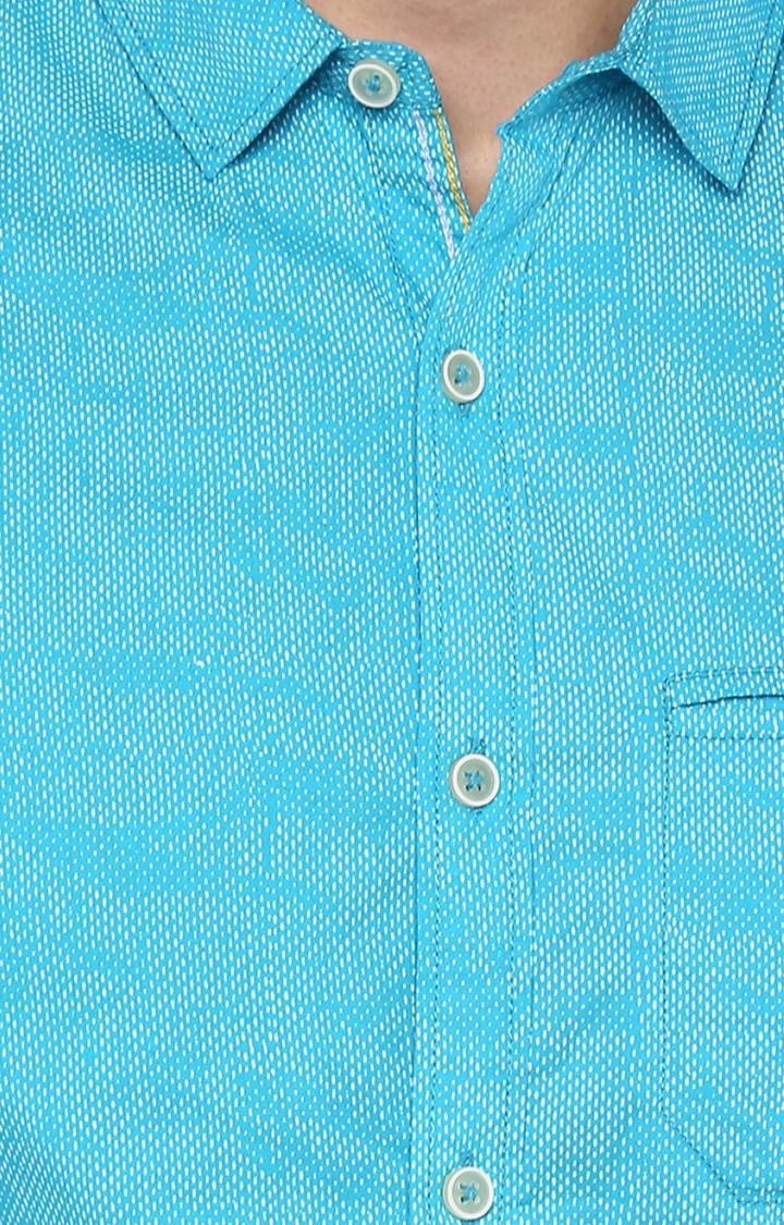 Spykar Men'S Blue Cotton Melange Casual Shirts