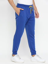 Men Premium Cotton Blend Royalblue Trackpant - Underjeans By Spykar