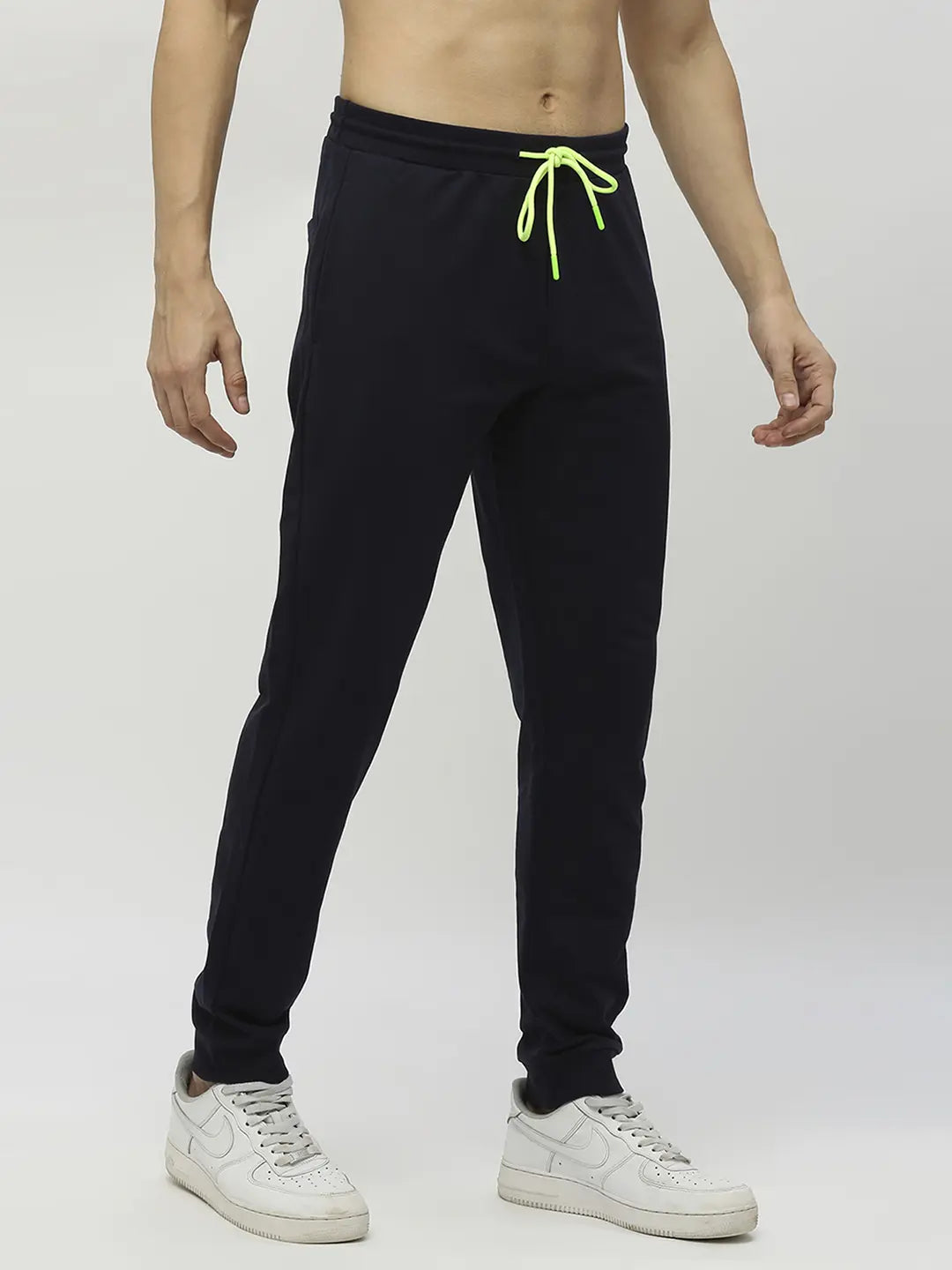 Blue cotton joggers sales