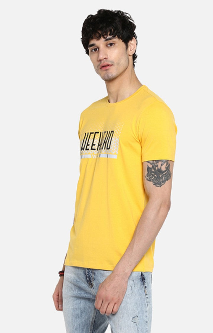 Spykar Yellow Printed Shoe Liners Men T-Shirts