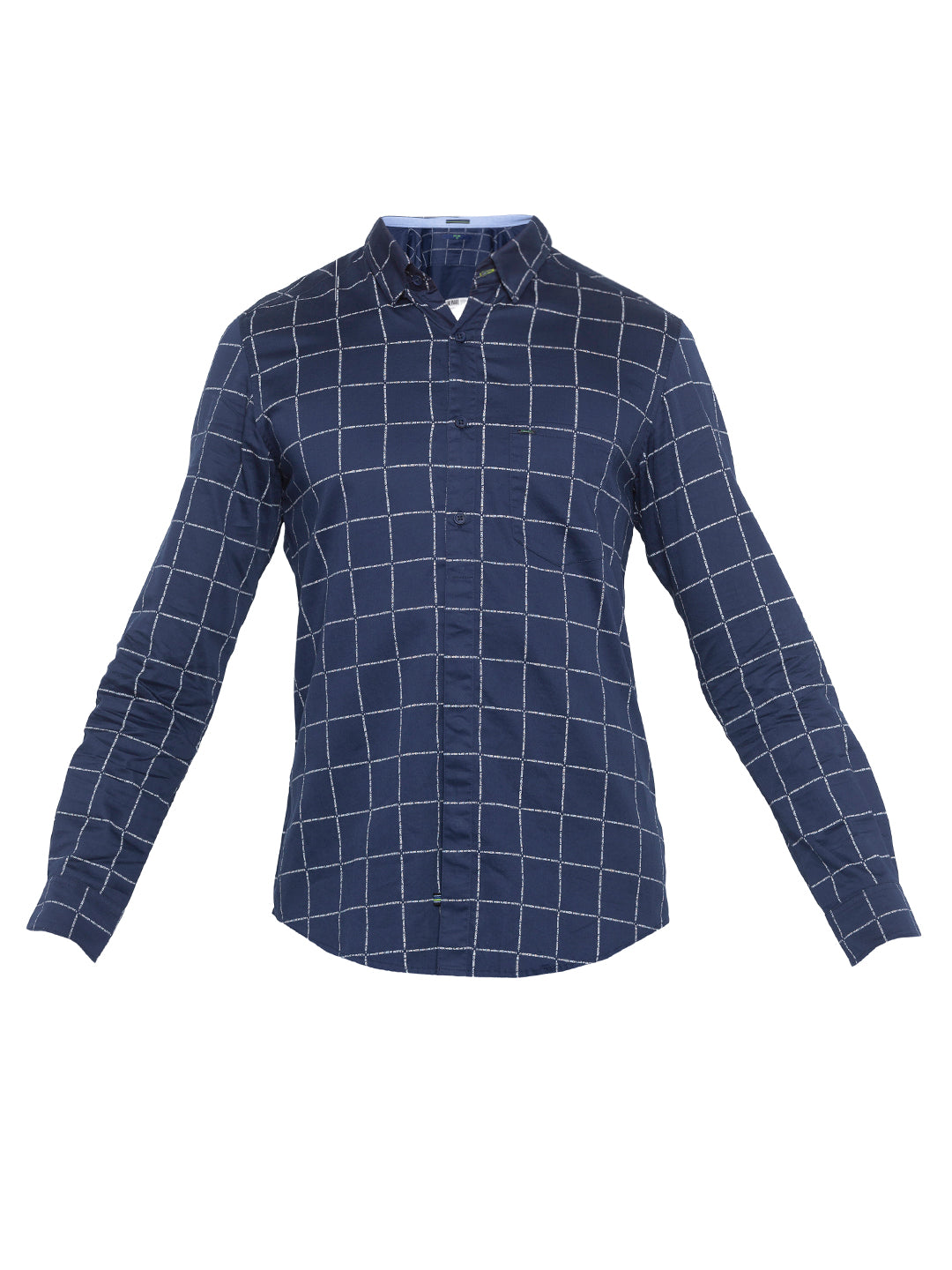 Spykar Slim Fit Men Navy Checked Casual Shirt