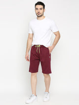 Men Premium Wine Cotton Blend Shorts - Underjeans By Spykar