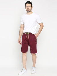 Men Premium Wine Cotton Blend Shorts - Underjeans By Spykar