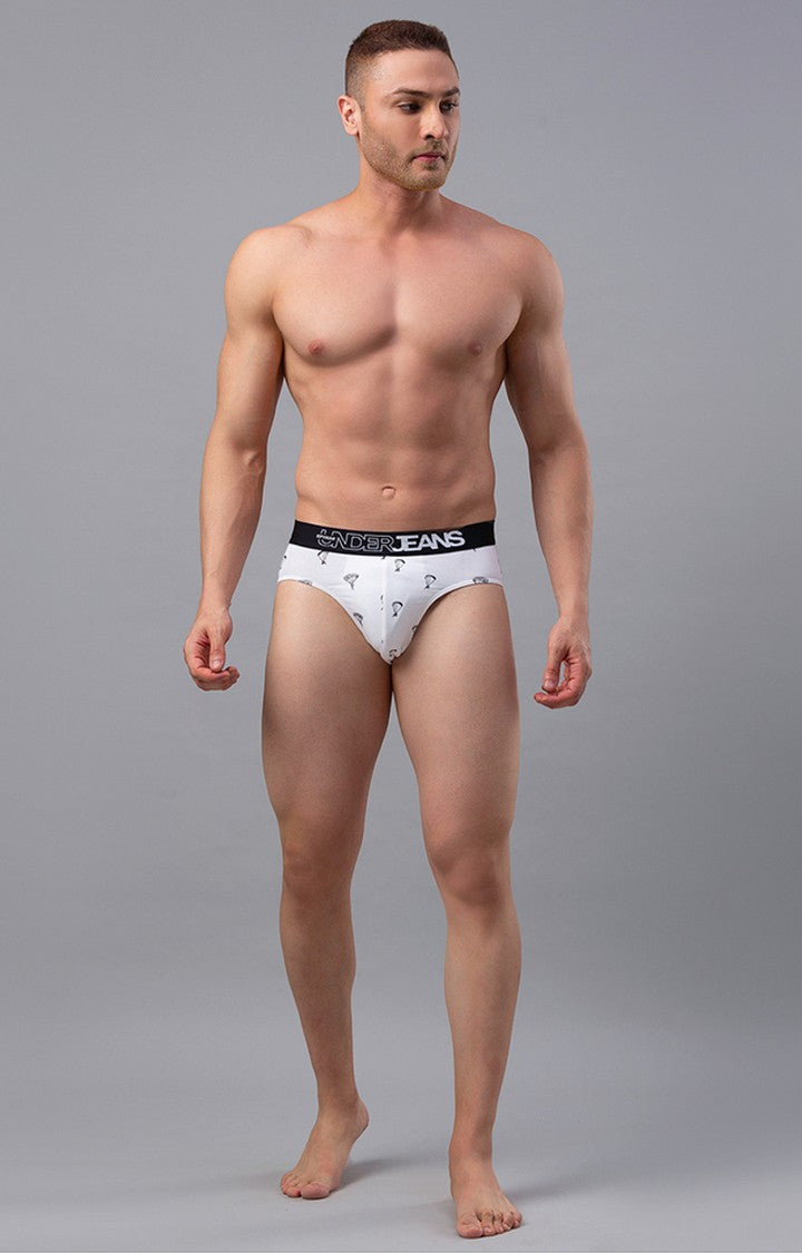 White Cotton Brief For Men Premium- Underjeans By Spykar