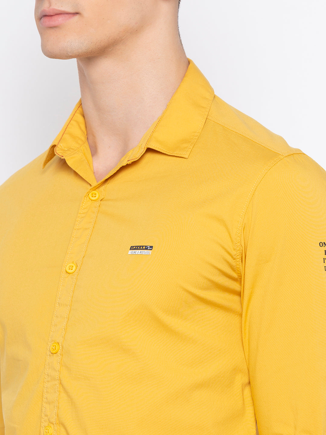 Spykar Men Yellow Solid Casual Shirt