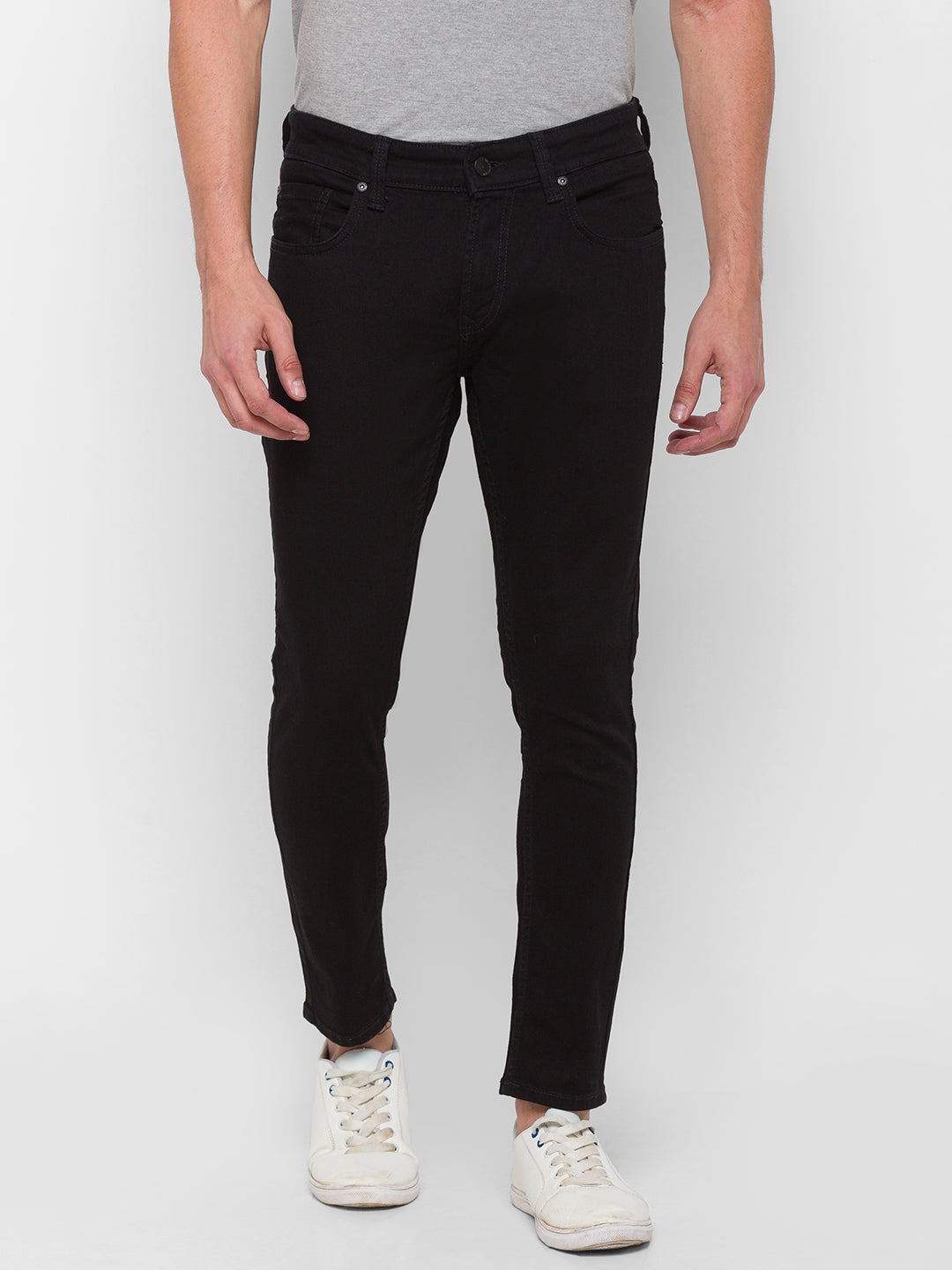 Spykar Men Black Cotton Slim Fit Tapered Length Jeans (Kano)