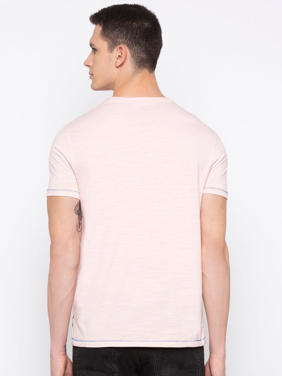 Spykar Men Cotton Pink T-Shirt