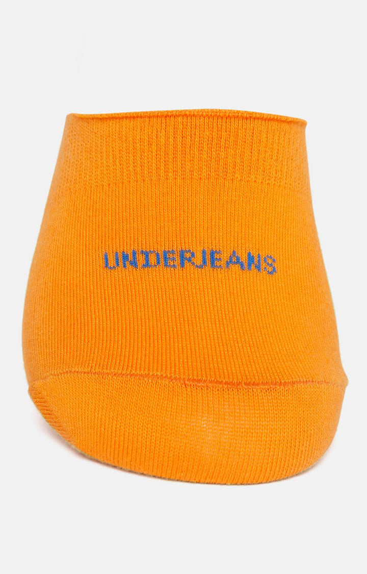 Men Premium Orange No Show Single Pair of Socks- UnderJeans by Spykar