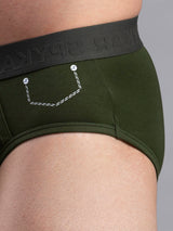 Underjeans By Spykar Men Premium Cotton Blend Olive Brief
