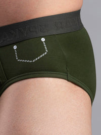Underjeans By Spykar Men Premium Cotton Blend Olive Brief