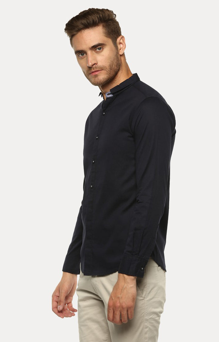 Spykar Men'S Blue Cotton Solid Casual Shirts