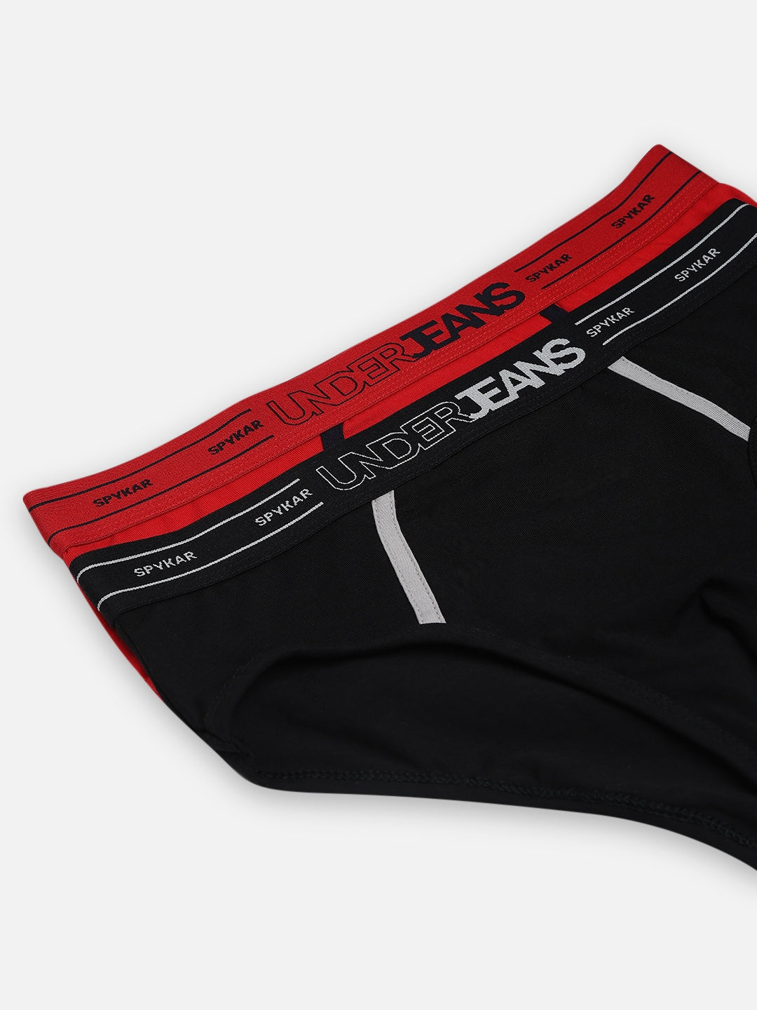 Underjeans by Spykar Men Premium Pack of 2 Black-Red Brief