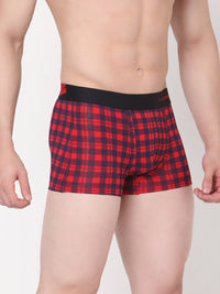 Men Premium Blue-Check Cotton Blend Trunk- Underjeans By Spykar