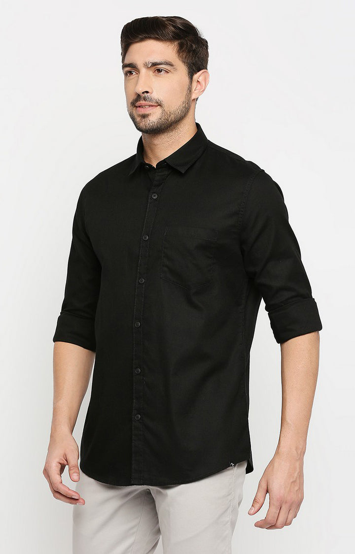 Spykar Men Black Cotton Regular Fit Full Sleeve Casual Shirt