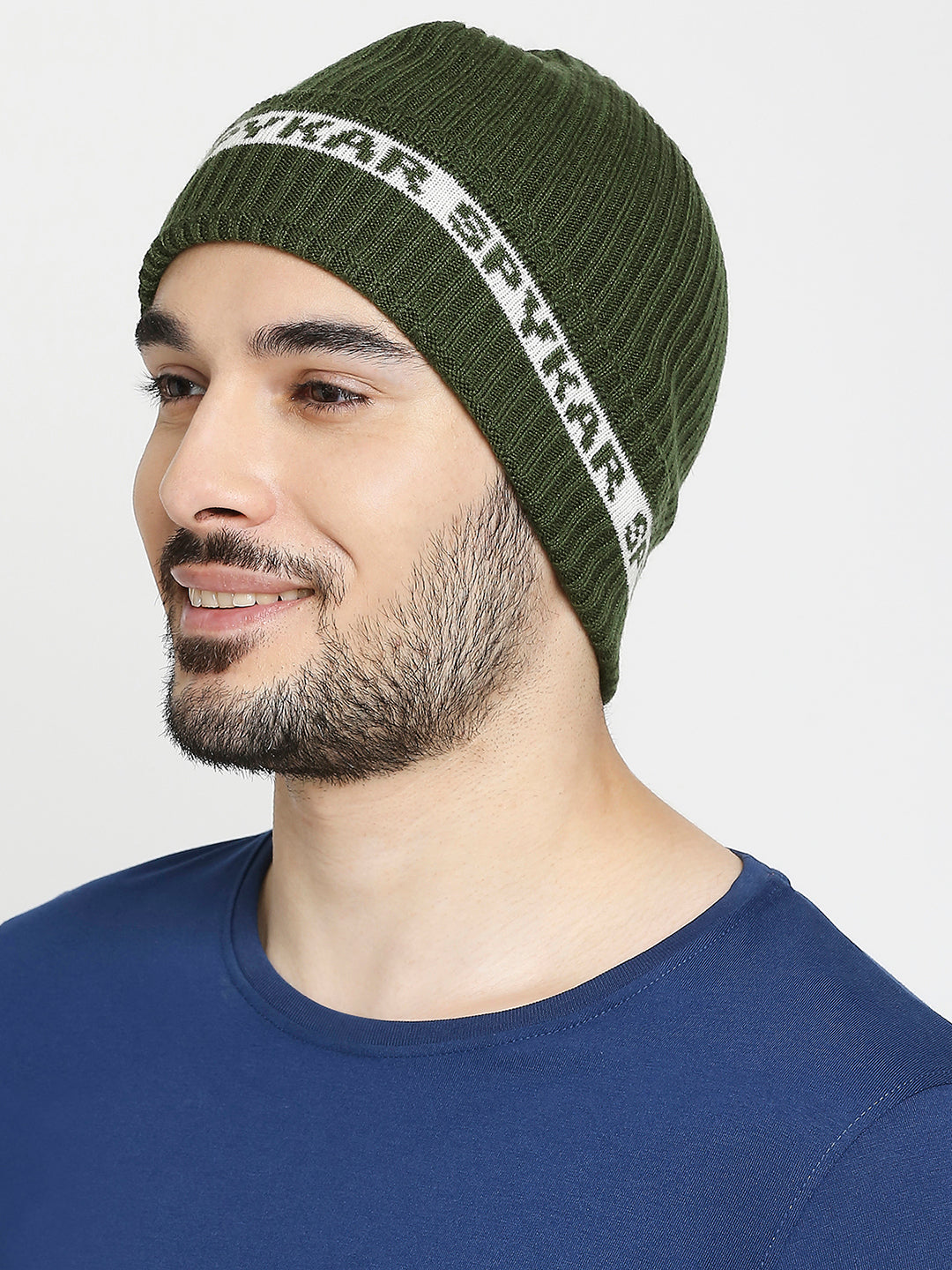 Spykar Olive Cotton Beanie Cap