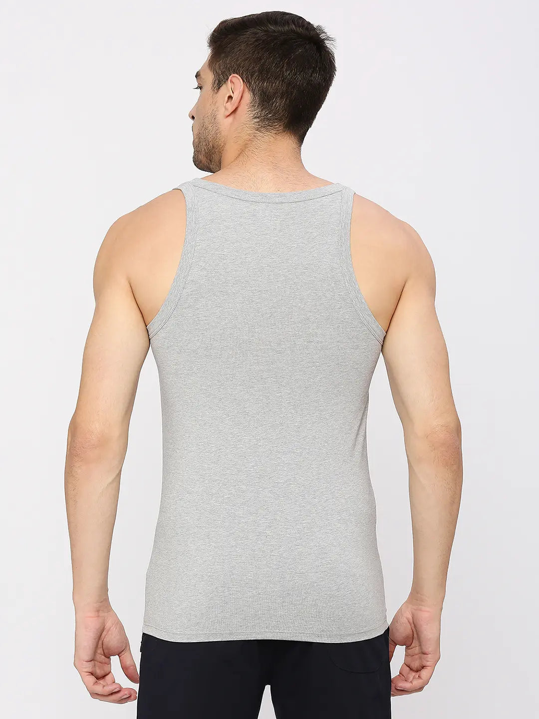 Buy Men Premium Cotton Blend Grey Vest Underjeans By Spykar Online