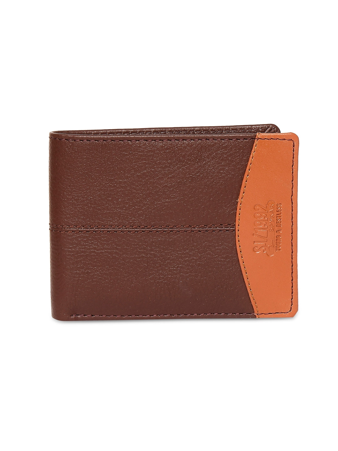 Spykar Men Brown Leather Bi-Fold Wallet