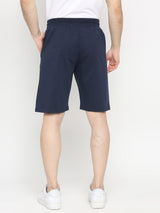 Men Premium Navy Cotton Blend Shorts - Underjeans By Spykar
