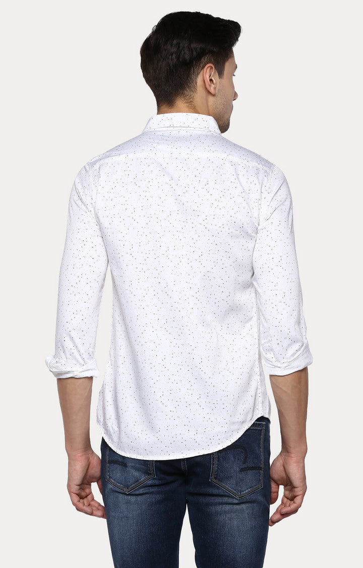 Spykar Men'S White Cotton Printed Casual Shirts