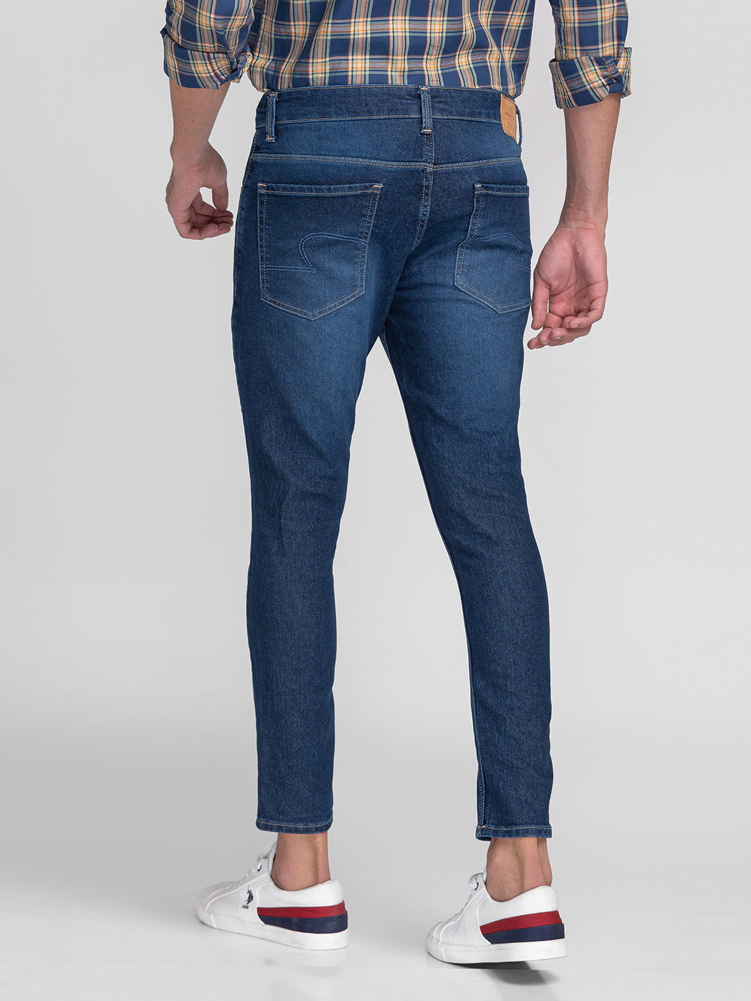 Spykar Men Mid Blue Cotton Slim Fit Tapered Length Jeans (Kano)