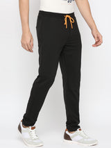 Men Premium Cotton Blend Black Trackpant- Underjeans By Spykar