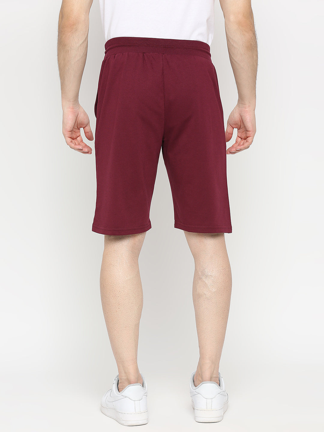 Men Premium Wine Cotton Blend Shorts - Underjeans By Spykar