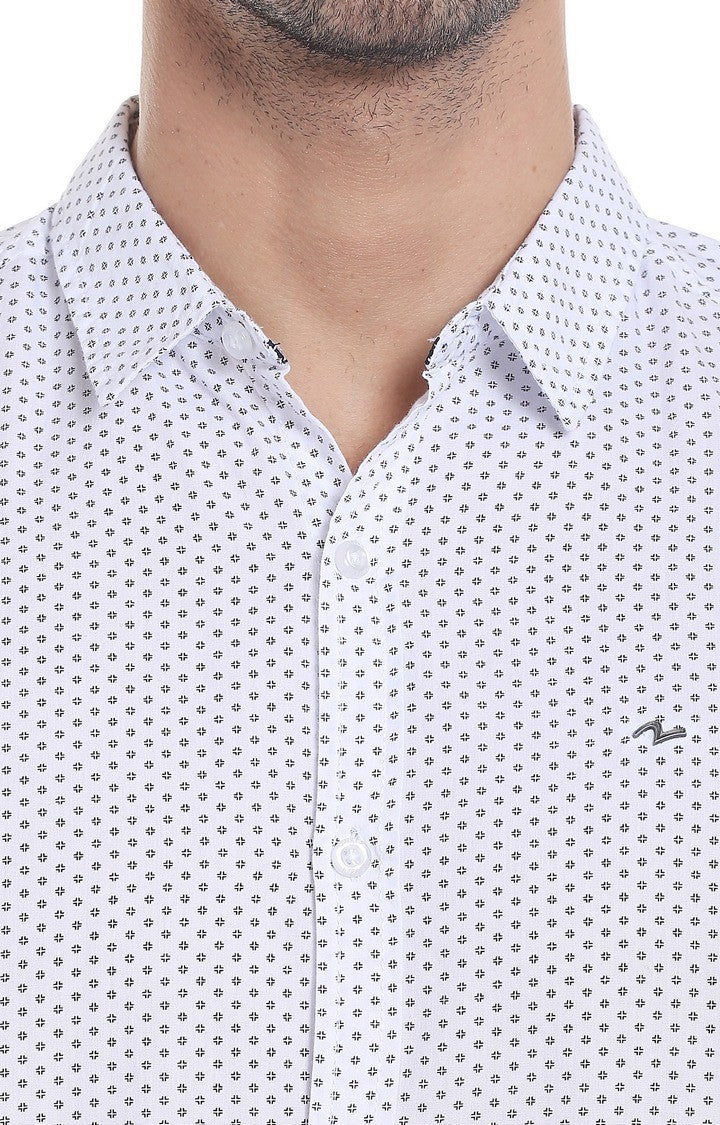 Spykar Men'S White Cotton Polka Dots Casual Shirts