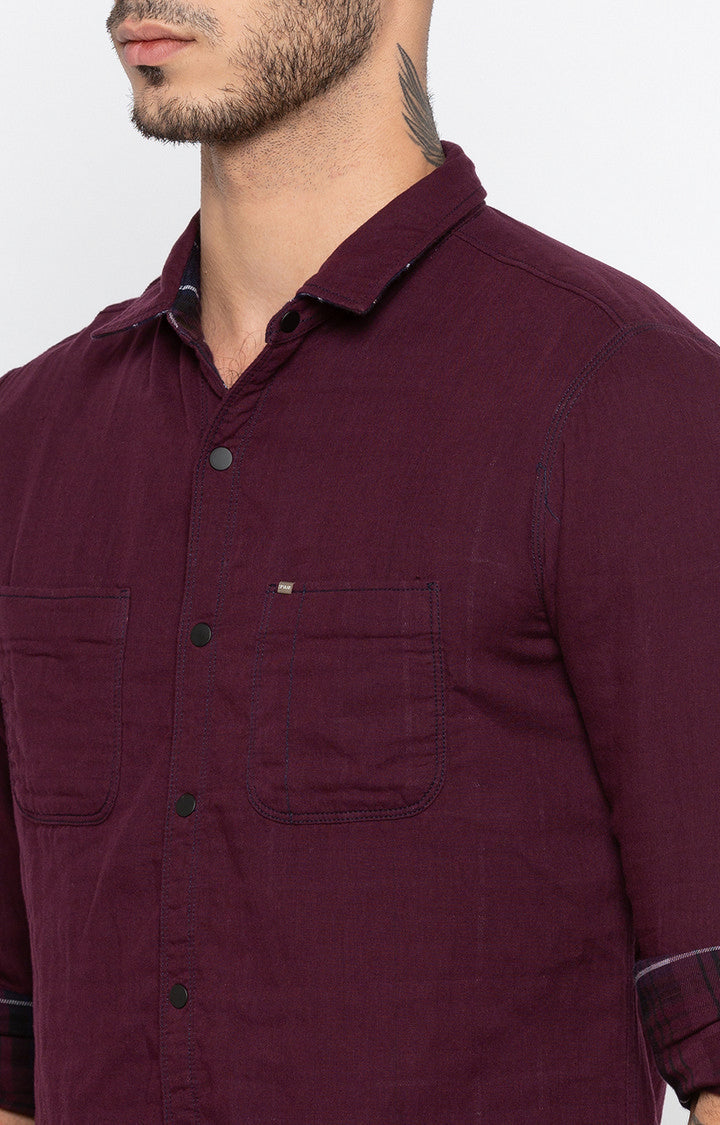 Spykar Men'S Red Cotton Checked Casual Shirts