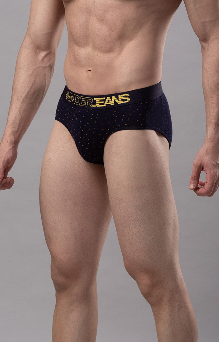 Navy Blue Cotton Brief For Men Premium- Underjeans By Spykar