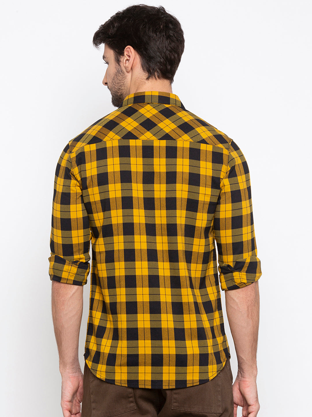 Spykar Men Mustard Polycotton Slim Fit Shirt