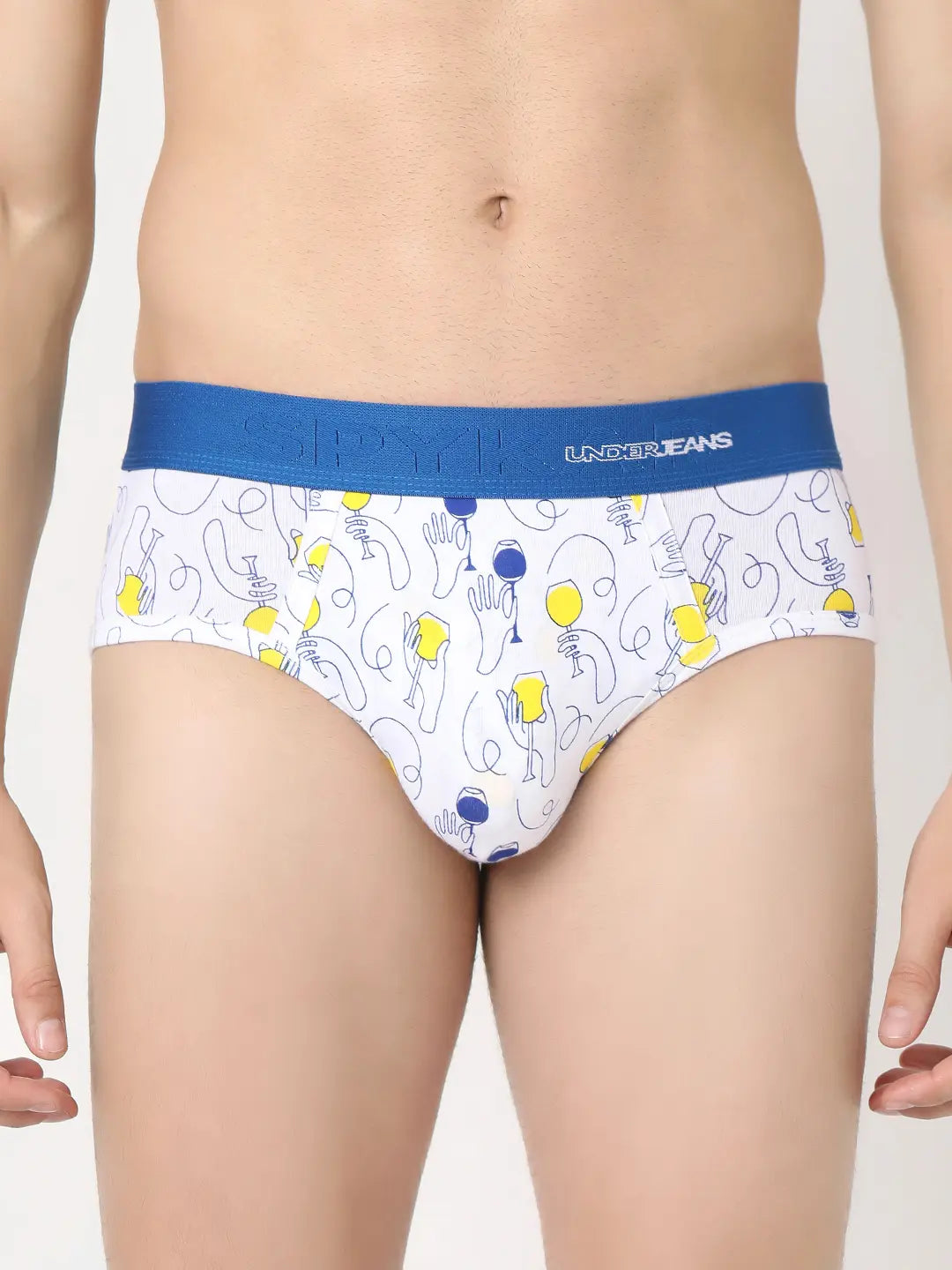Men Premium Assorted Cotton Blend Printed Brief - Pack Of 3- Underjeans By Spykar