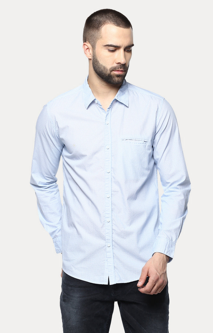 Spykar Men'S Blue Cotton Checked Casual Shirts