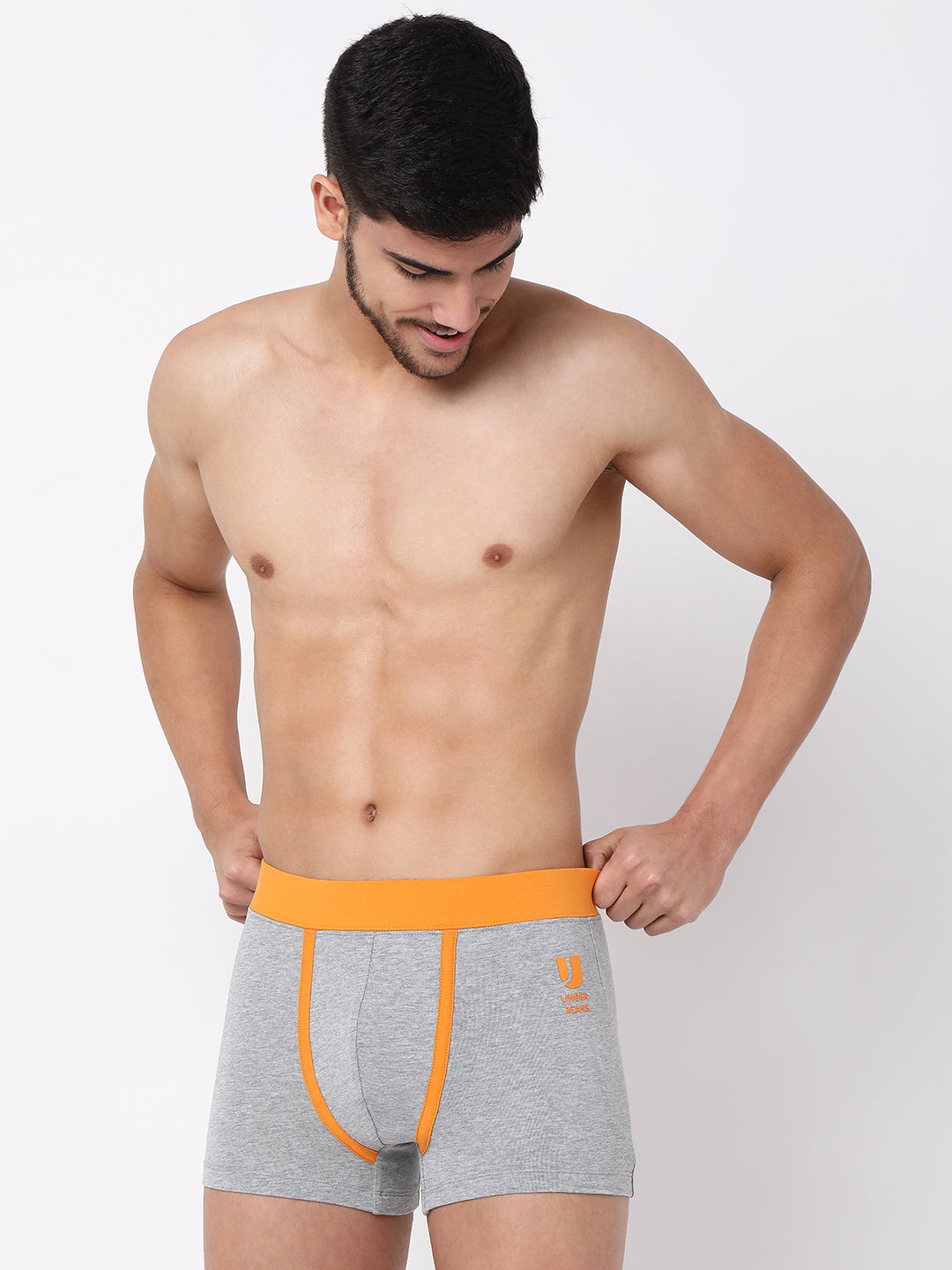 Men Premium Cotton Blend Grey Trunk- Underjeans By Spykar