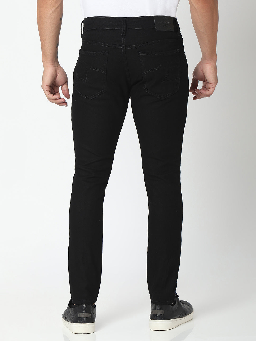 Spykar Black Cotton Slim Fit Tapered Length Jeans For Men (Kano)