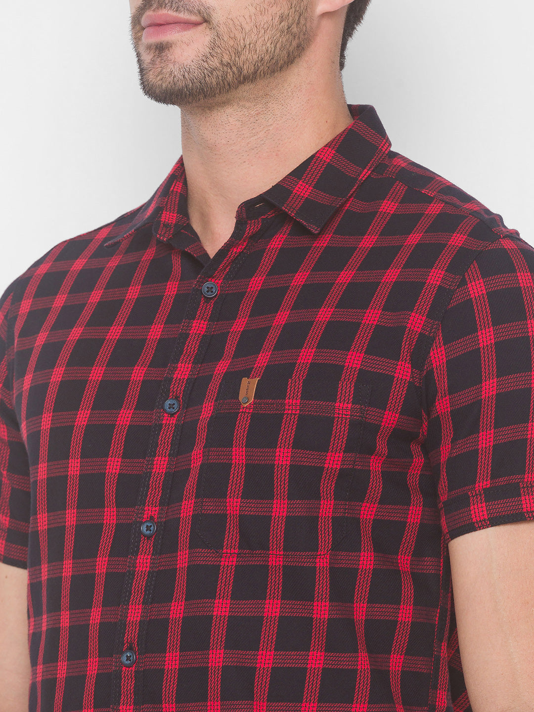 Spykar Men Red Cotton Shirts (Slim)