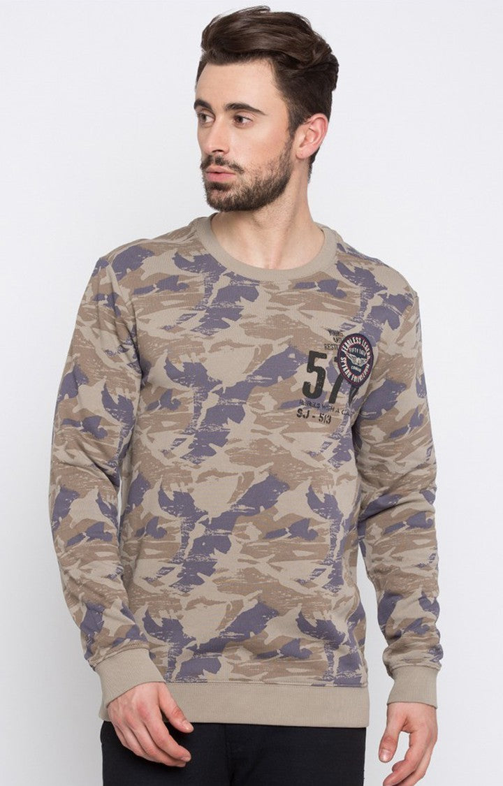 Spykar Multicolor Camouflage Slim Fit Sweatshirts