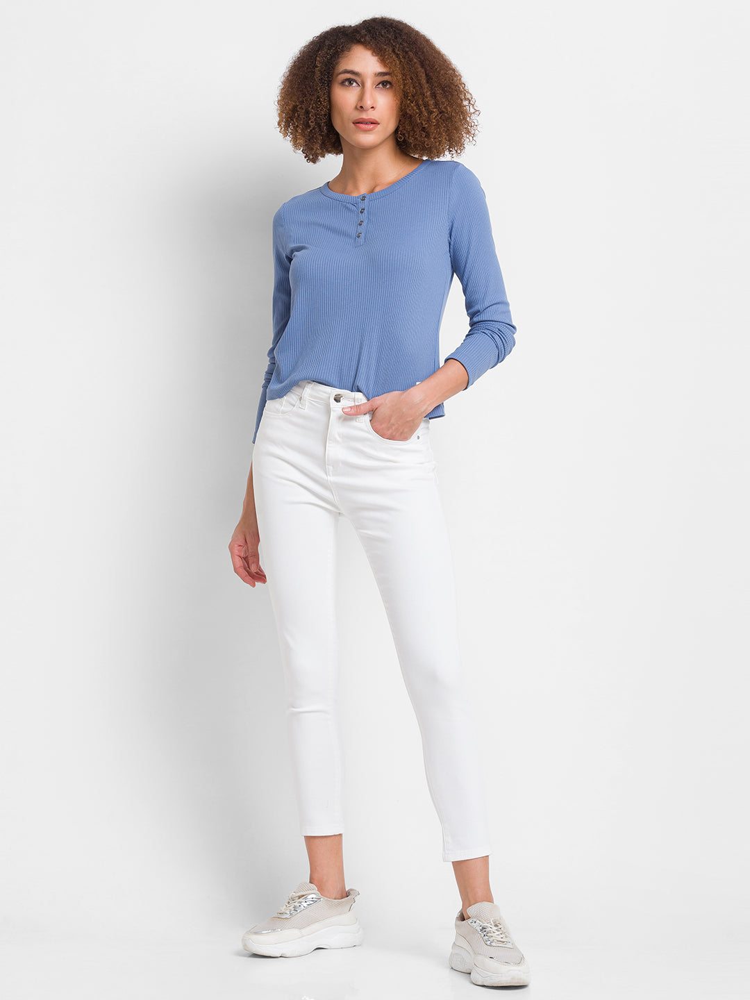 Spykar White Lycra Super Skinny Ankle Length Jeans For Women (Alexa)