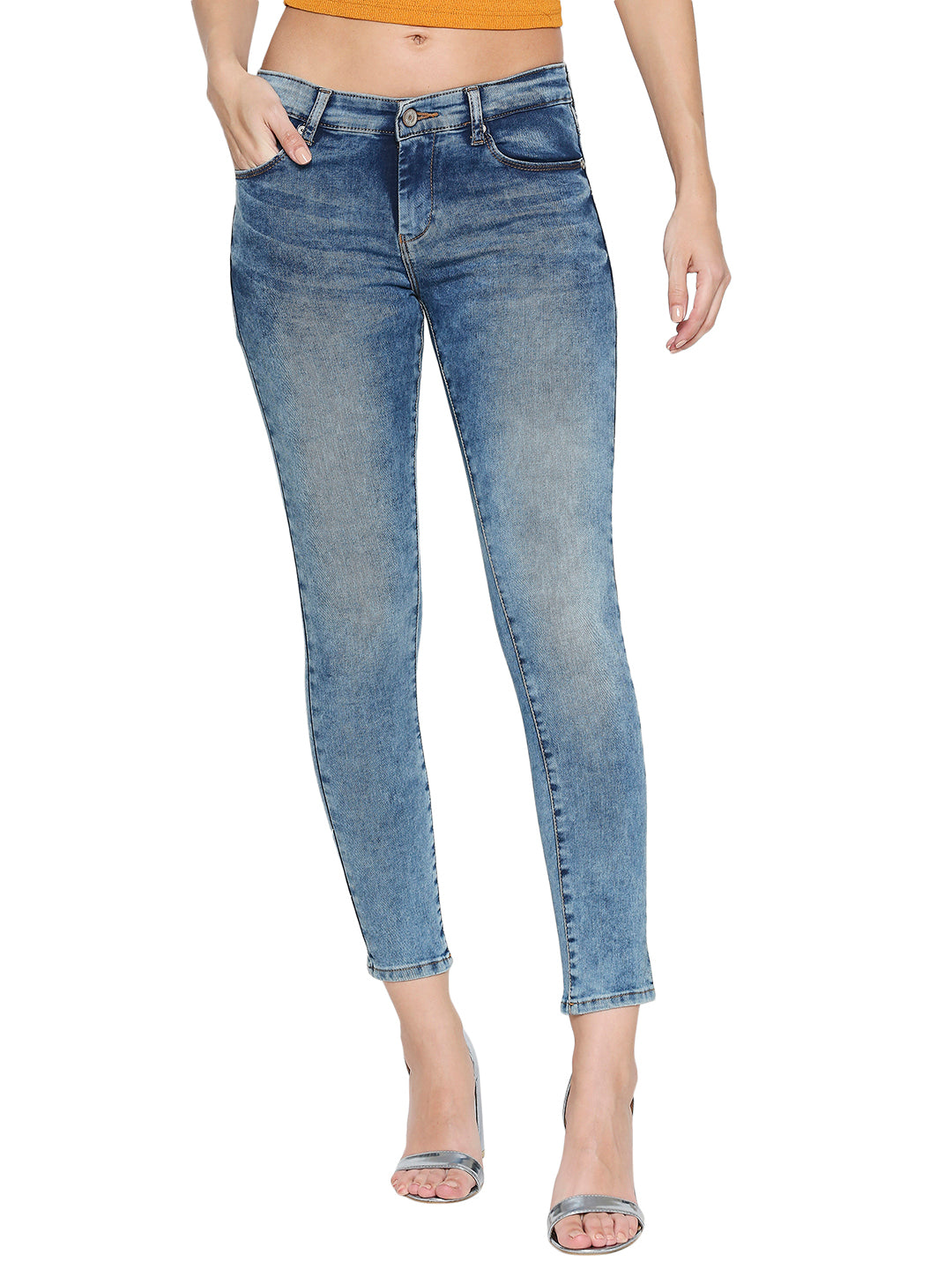 Spykar Women Blue Cotton Jeans