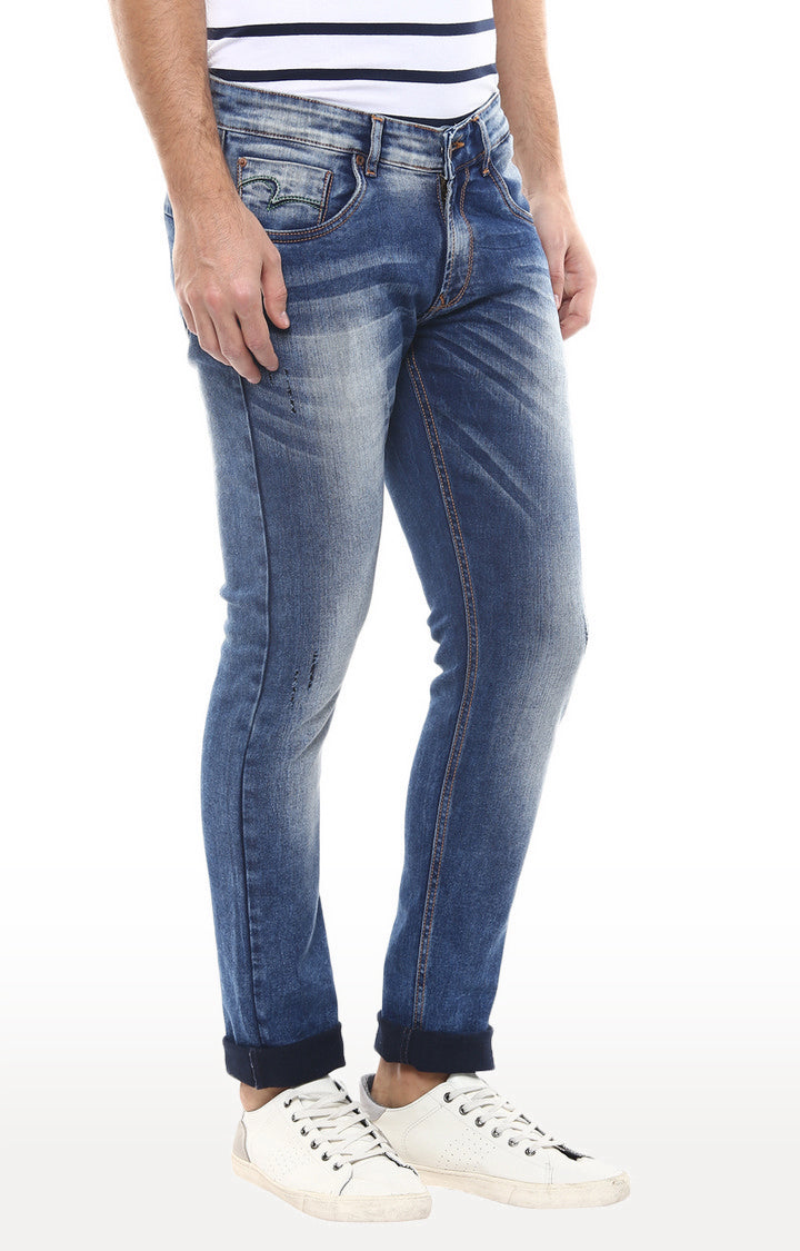 Spykar Mid Blue Solid Skinny Fit Jeans For Men (Ynr)