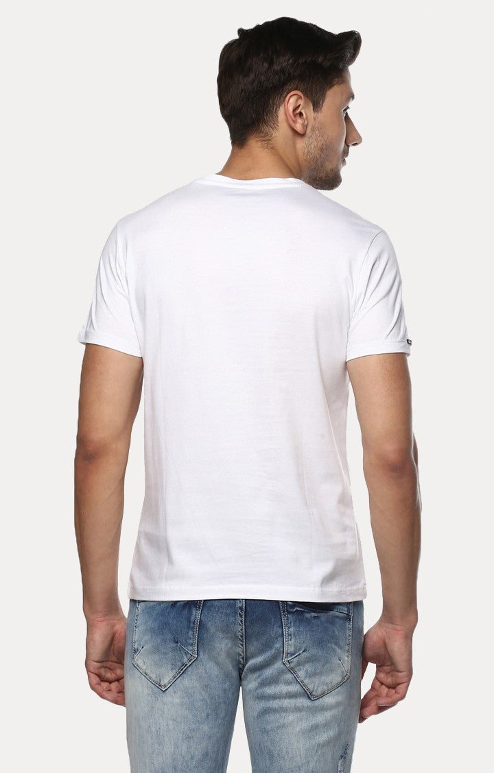 Spykar White Printed Slim Fit Men T-Shirts