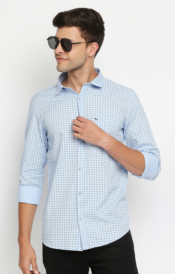 Spykar Men Blue Slim Fit Full Sleeve Checkered Shirt