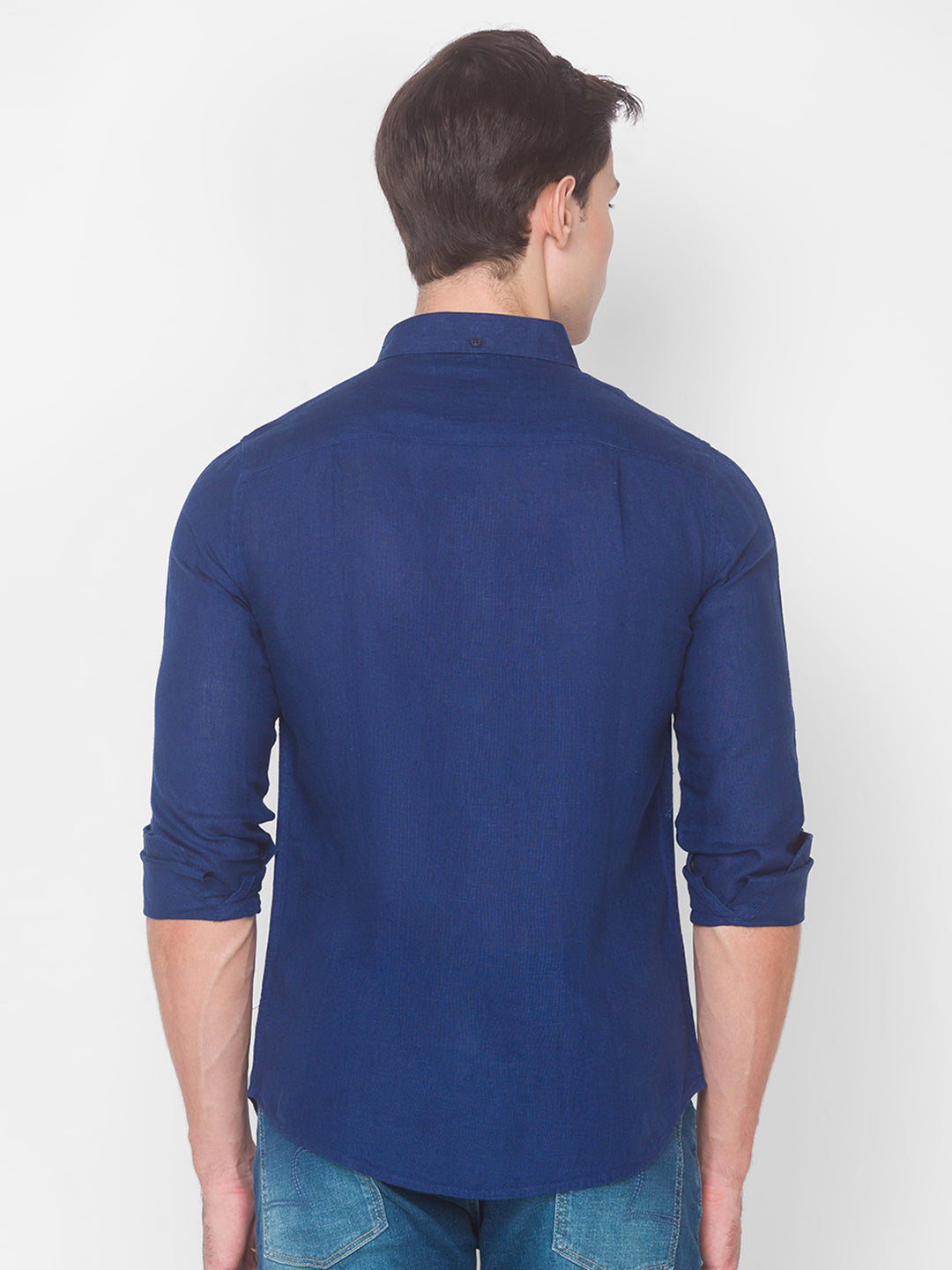 Spykar Slim Fit Blue Cotton Men Shirt