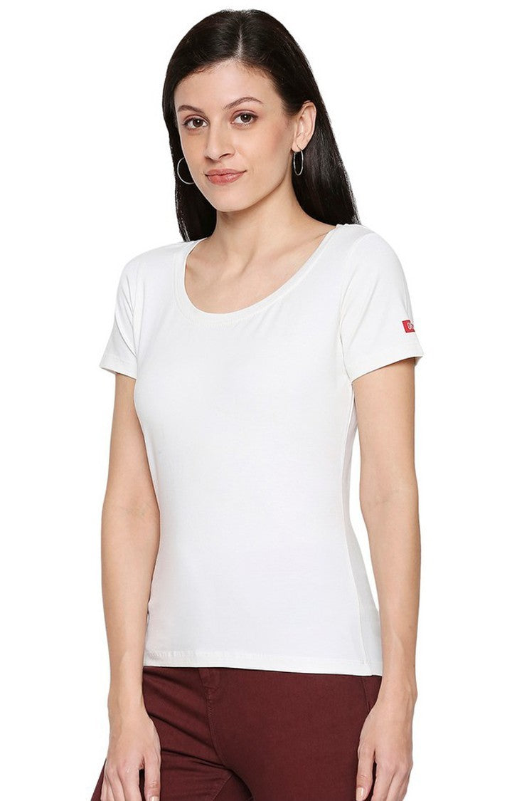 Spykar Women Cotton White T-Shirt