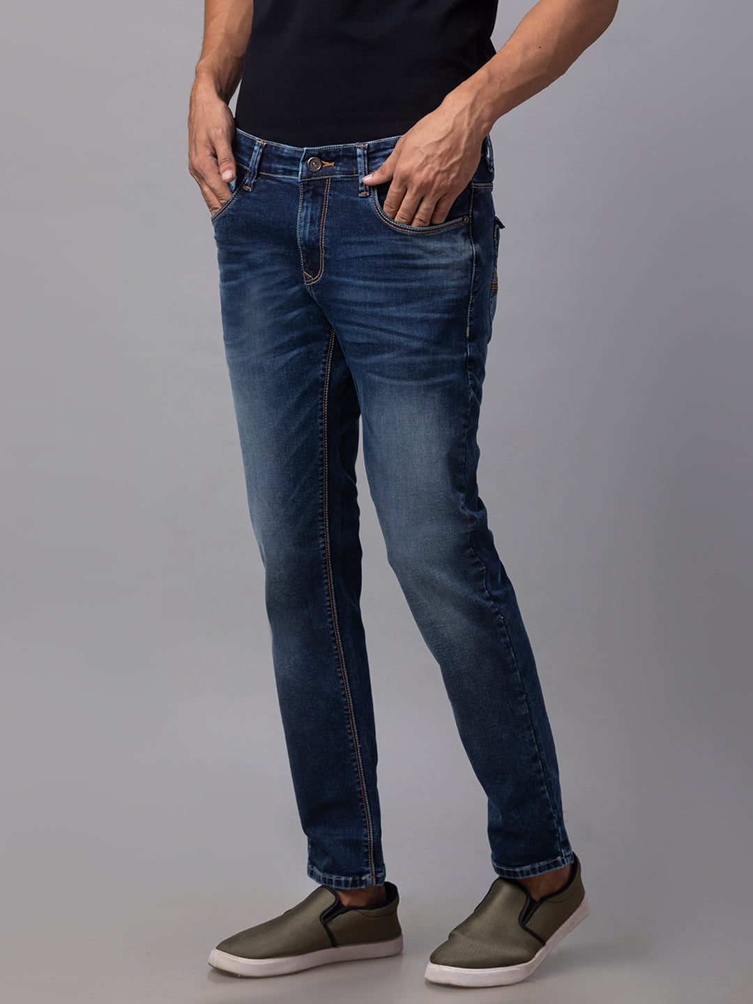 Spykar Men Blue Cotton Regular Fit Regular Length Jeans (Actif)