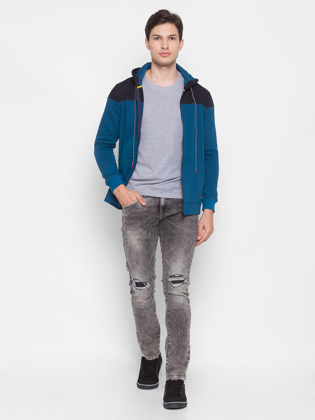 Spykar Blue Cotton Sweatshirt For Men