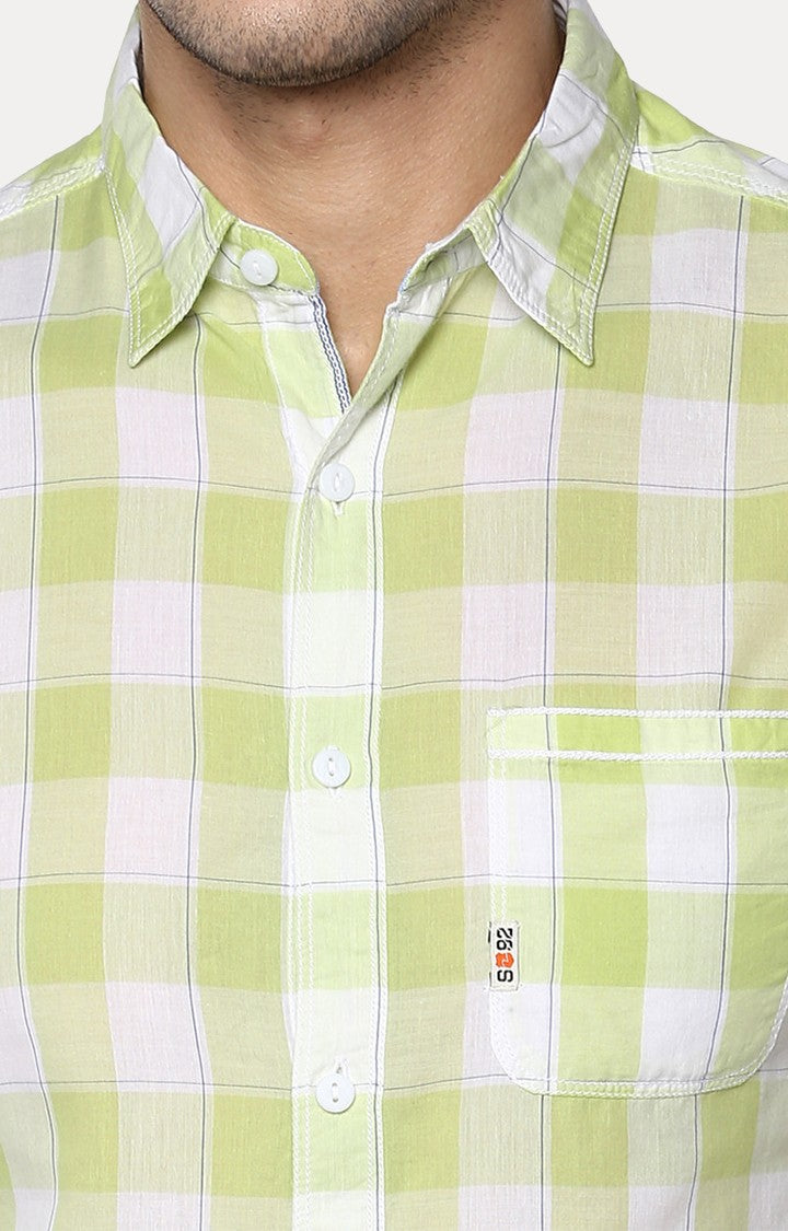 Spykar Men'S Green Cotton Checked Casual Shirts