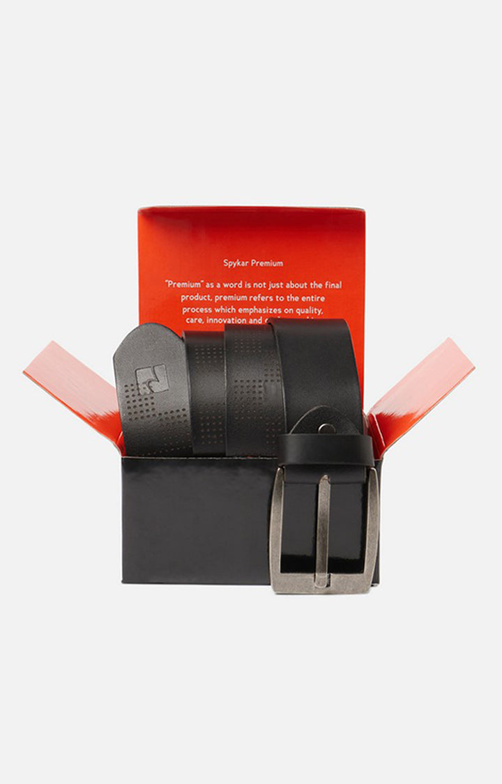 Spykar Men Black Genuine Leather Belt