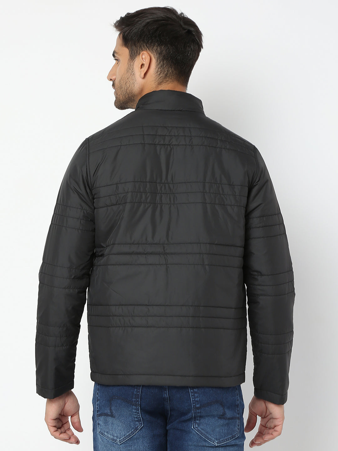 Spykar Men Black Nylon Regular Fit Jacket