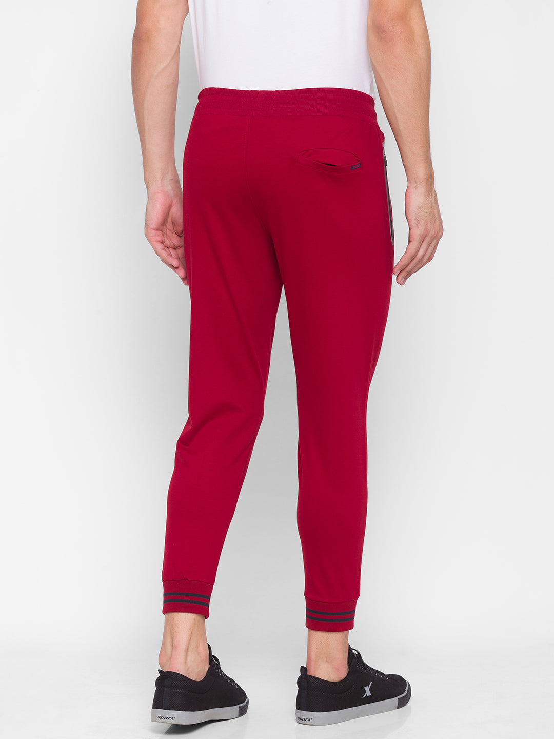 Spykar Men Red Cotton Slim Fit Mid Rise Trackpant