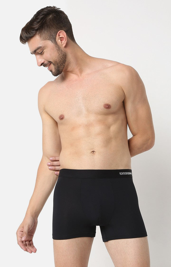 Men Premium Black Micromodal Trunk- Underjeans By Spykar